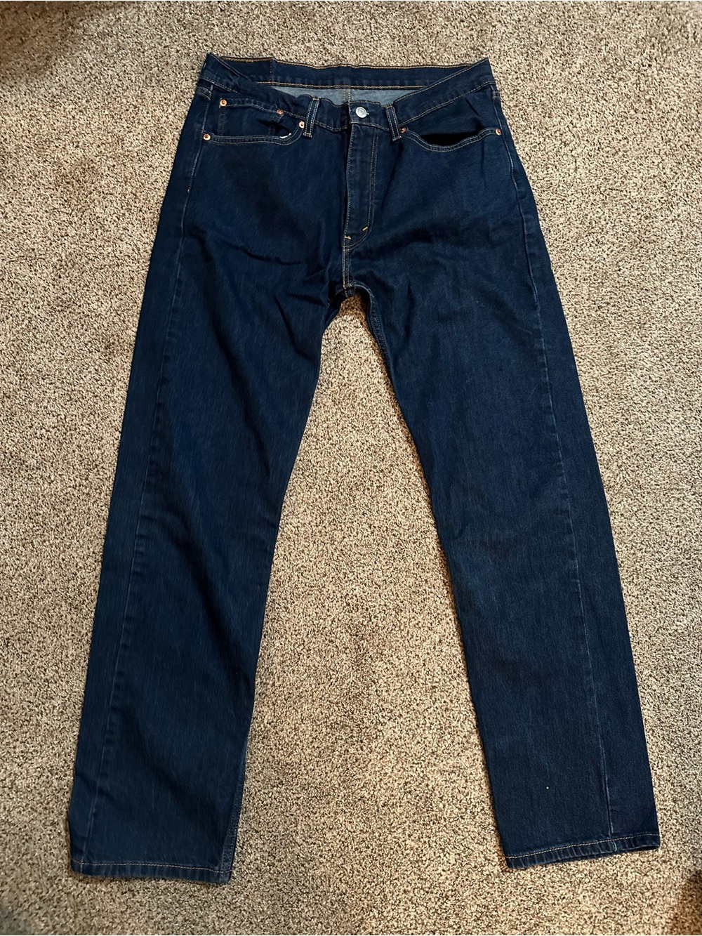 Men's Dark Blue Levi Strauss Straight-Leg Jeans